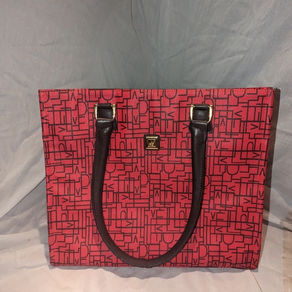Authentic DIANE VON FURSTENBERG DVF Signature Logo Large Shoulder Bag Red Black - Picture 4 of 7